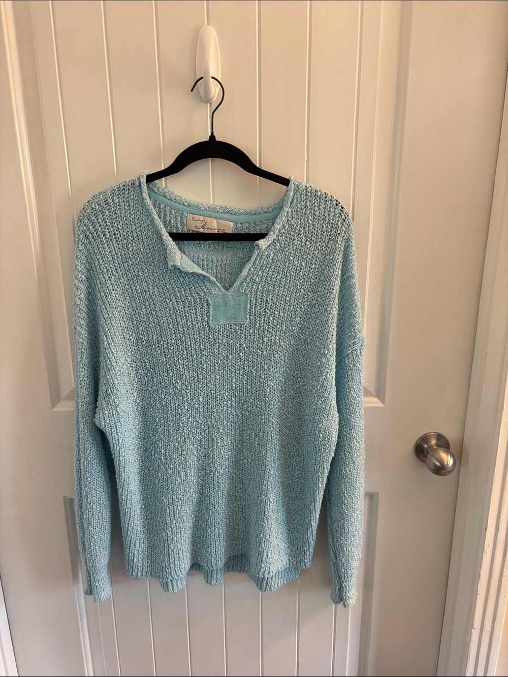 Vintage Havana Light Blue Textured Crewneck Sweater
